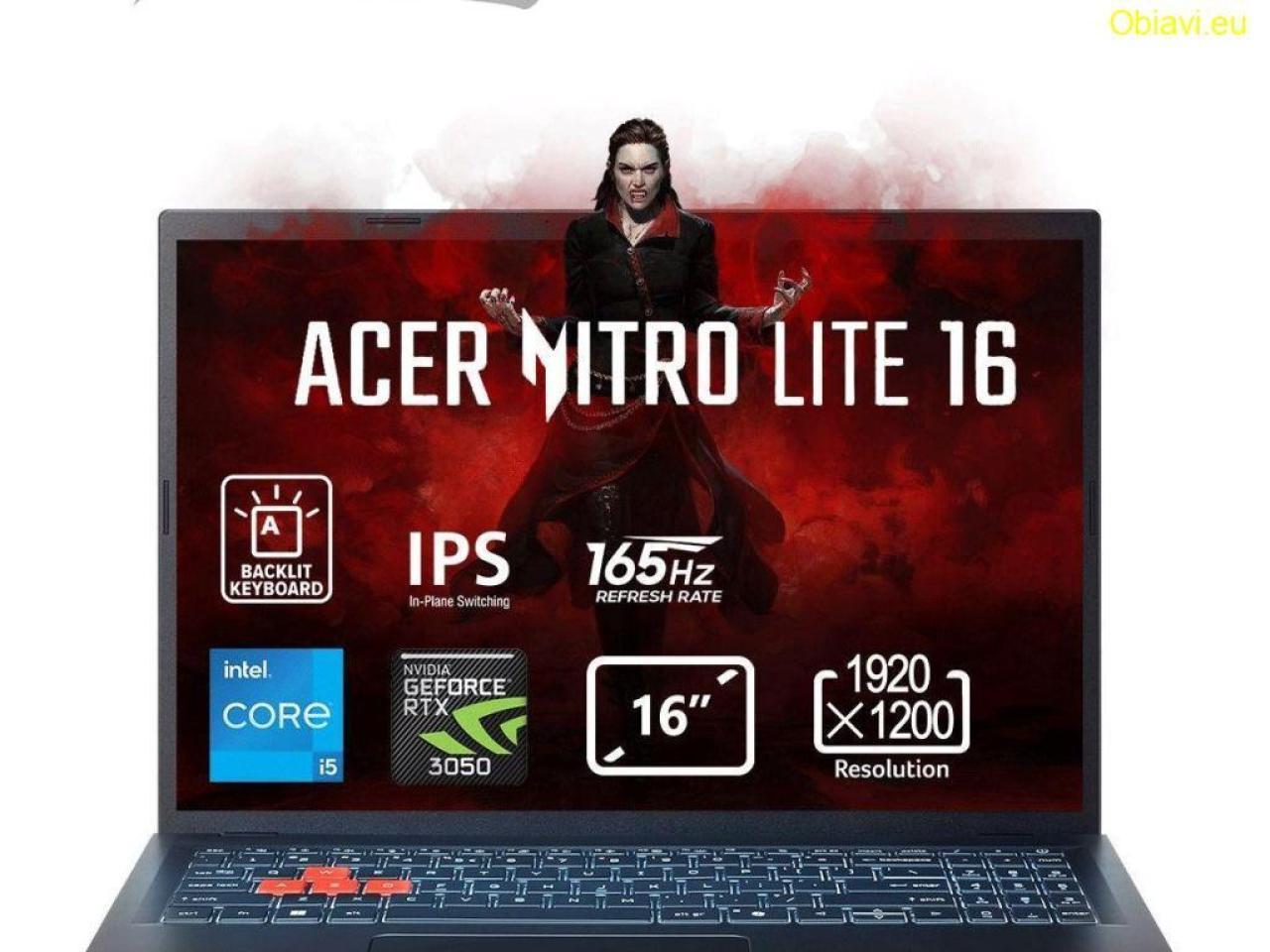 ЗАПЕЧАТАН гейминг лаптоп Acer Nitro Lite 16 i5-13420H - 16'' - ИЗГОДНО